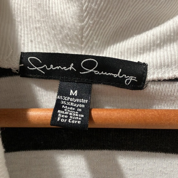 Light weight white and gray striped cowl-neck sweater - French Laundry brand - Picture 2 of 5